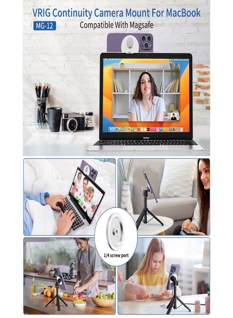 في ار اي جي حامل هاتف مغناطيسي محمول VRIG MG-12، حامل ثلاثي القوائم للهاتف مع سن لولبي 1/4 بوصة، بديل لهواتف iPhone 12/13/14، حامل كاميرا للهواتف الذكية وأجهزة Macbook - Image 2